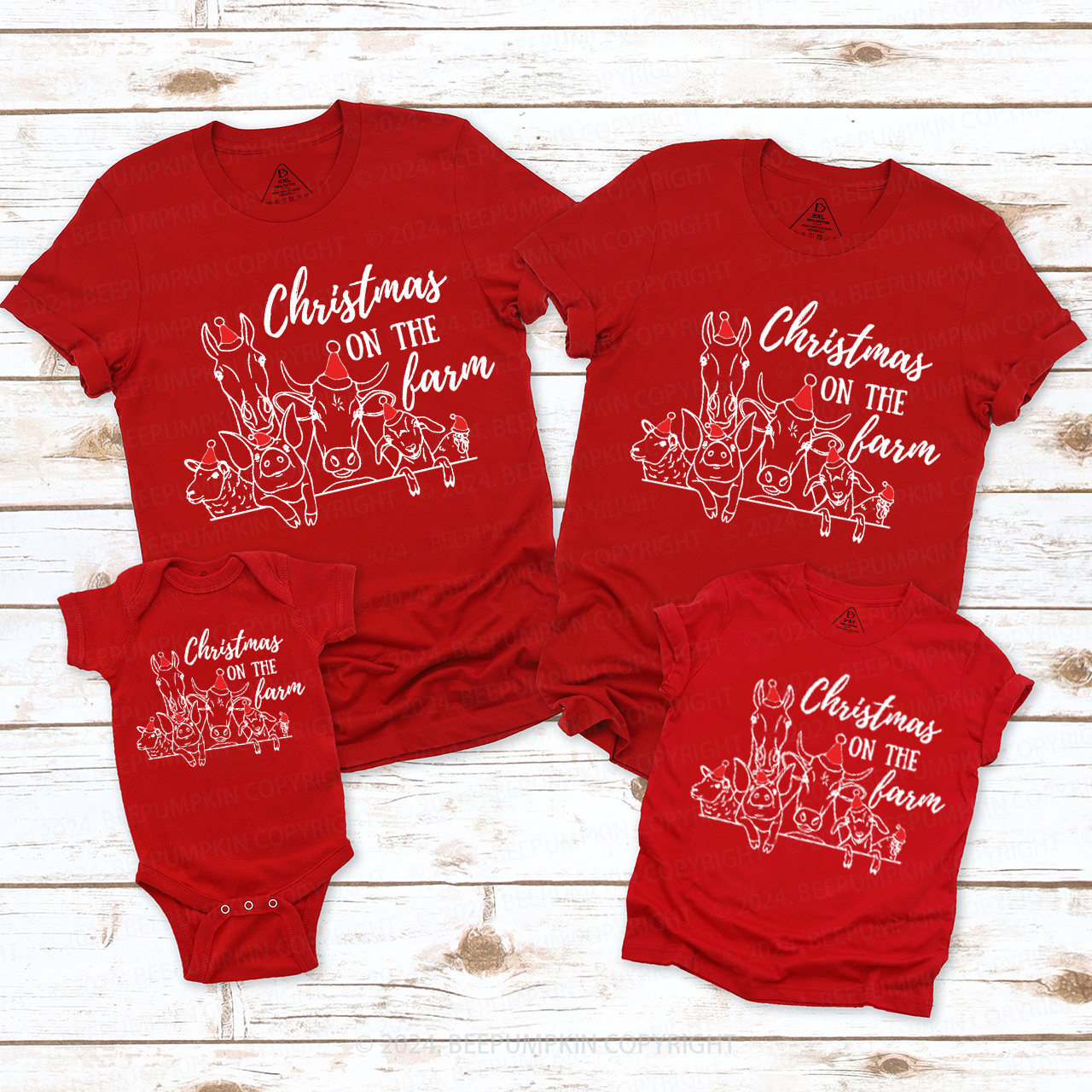 Christmas On The Farm Family Matching T-Shirts