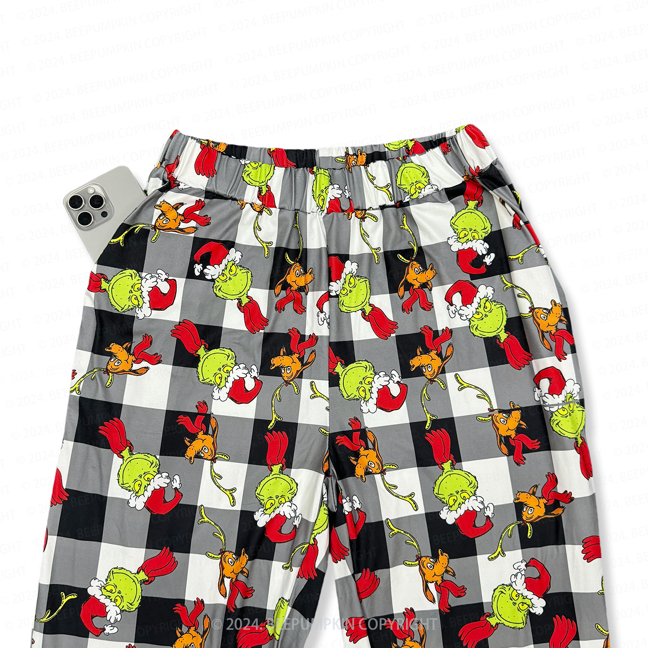 Black And White Green Monster Grinch Family Matching Pajama Pants