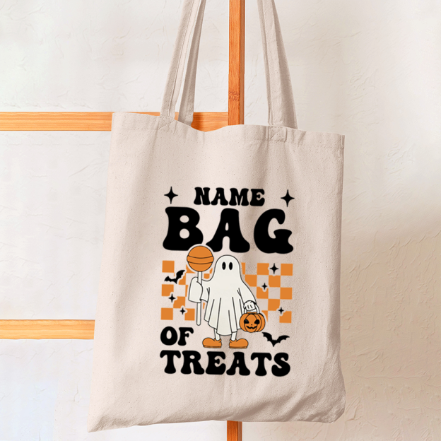 Personalized Bag Of Treats Halloween Ghost Tote Bag