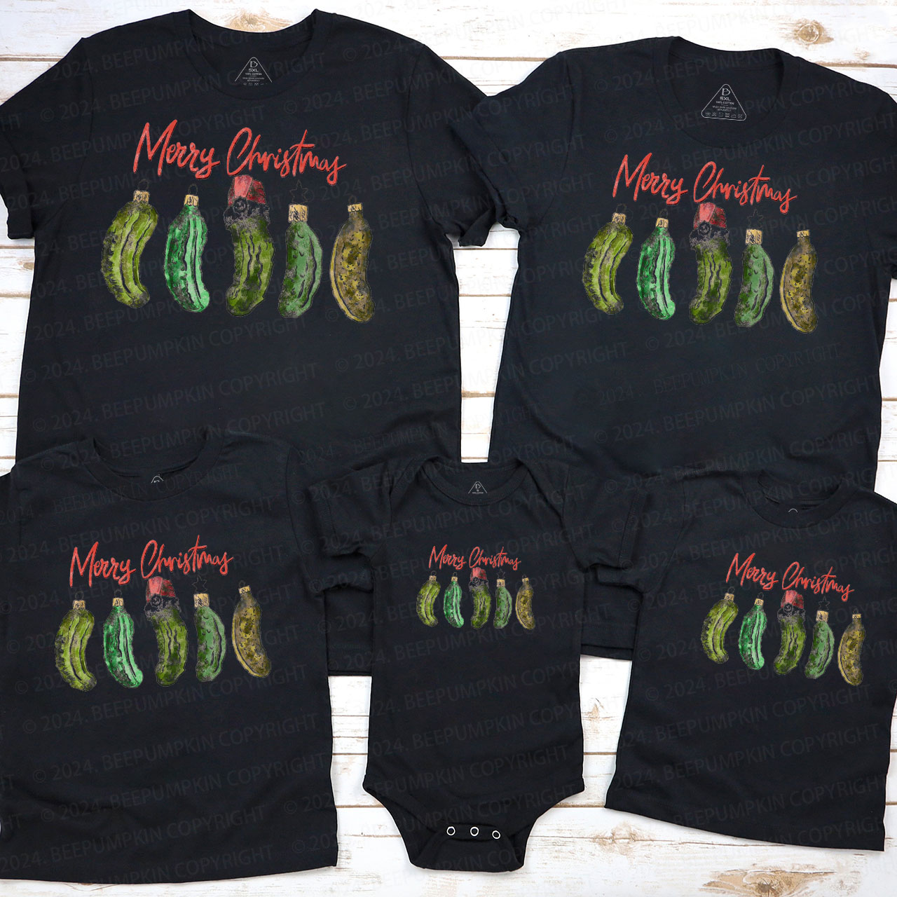 Merry Christmas Pickle Christmas Family Matching T-Shirts