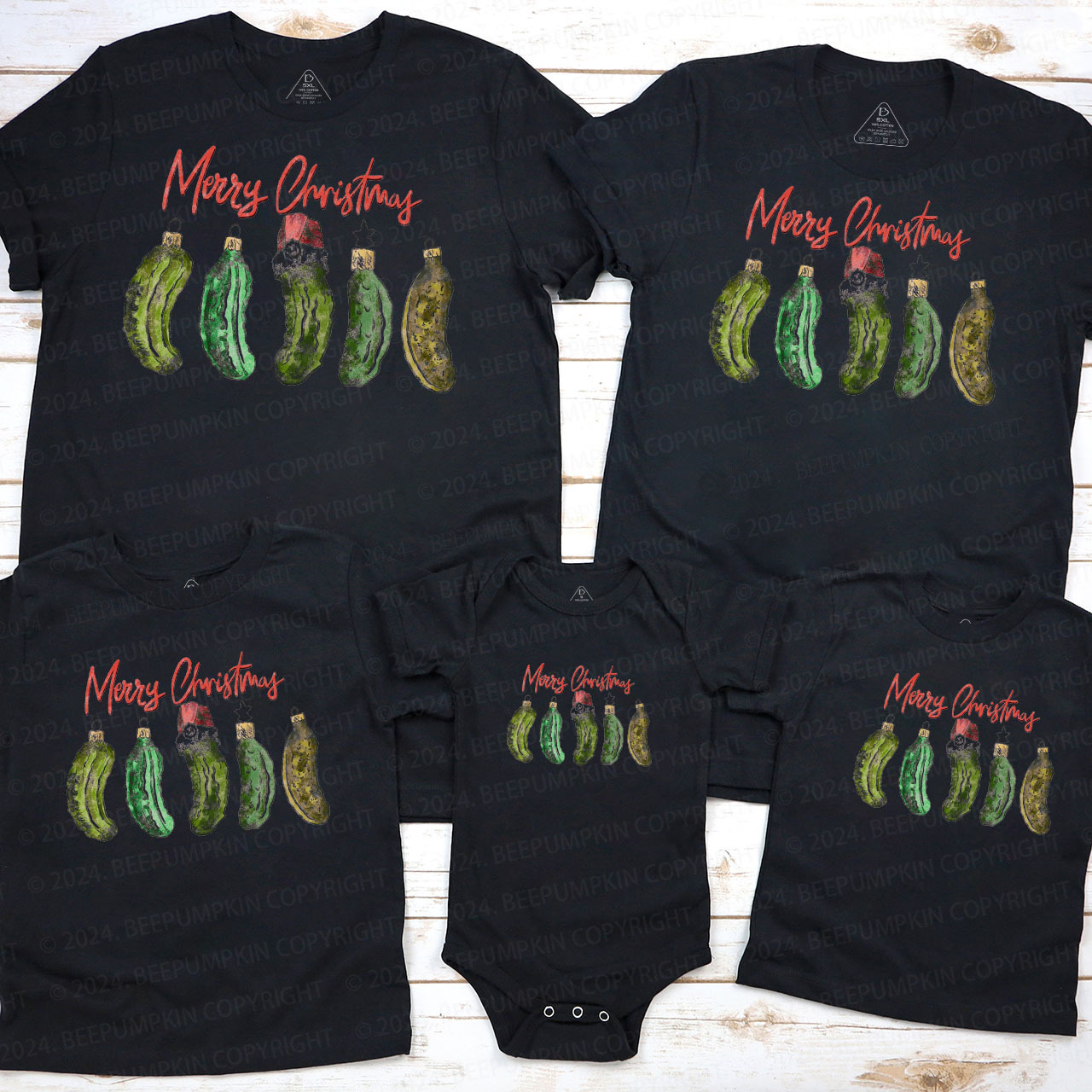 Merry Christmas Pickle Christmas Family Matching T-Shirts