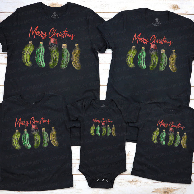 Merry Christmas Pickle Christmas Family Matching T-Shirts