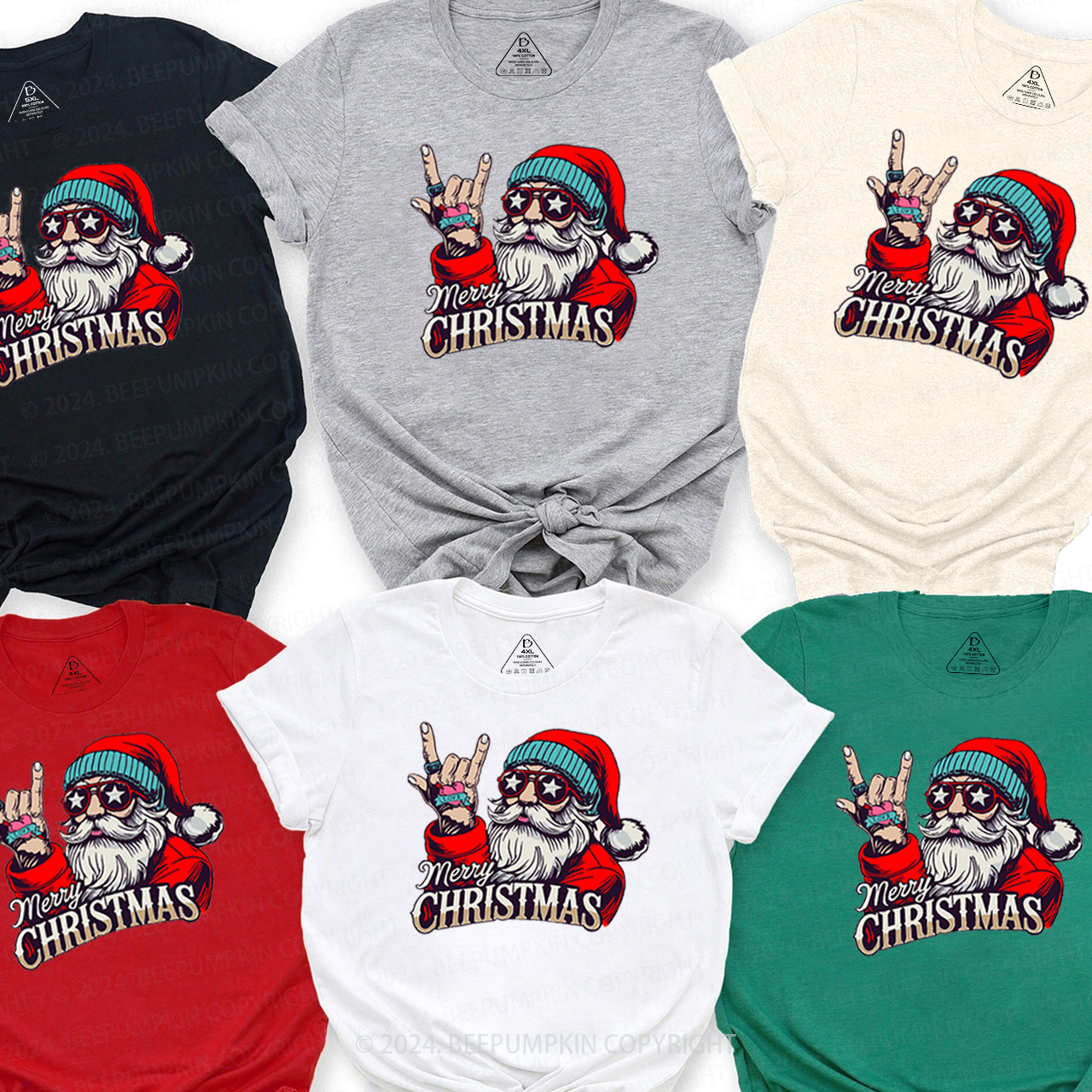 Rock Cool Santa Christmas Family Matching T-Shirts