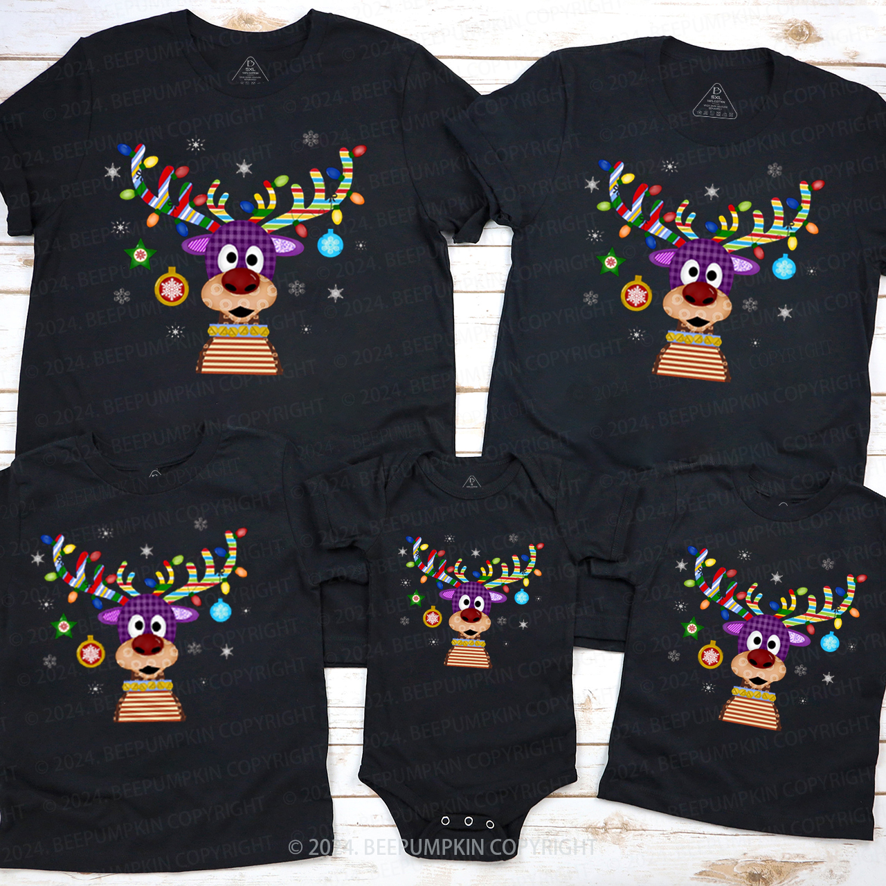 Reindeer Christmas Family Matching T-Shirts Beepumpkin