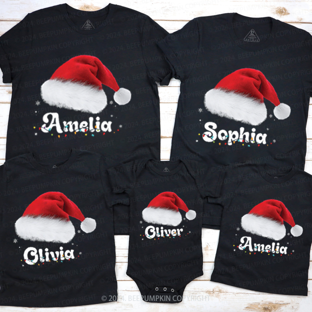 Christmas Hat Family Matching T-Shirts Beepumpkin