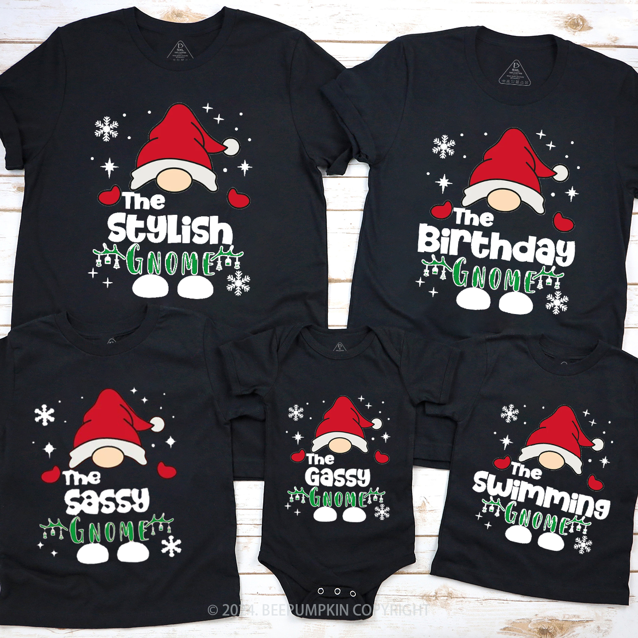 Christmas Custom Gnome Matching T-Shirts Beepumpkin