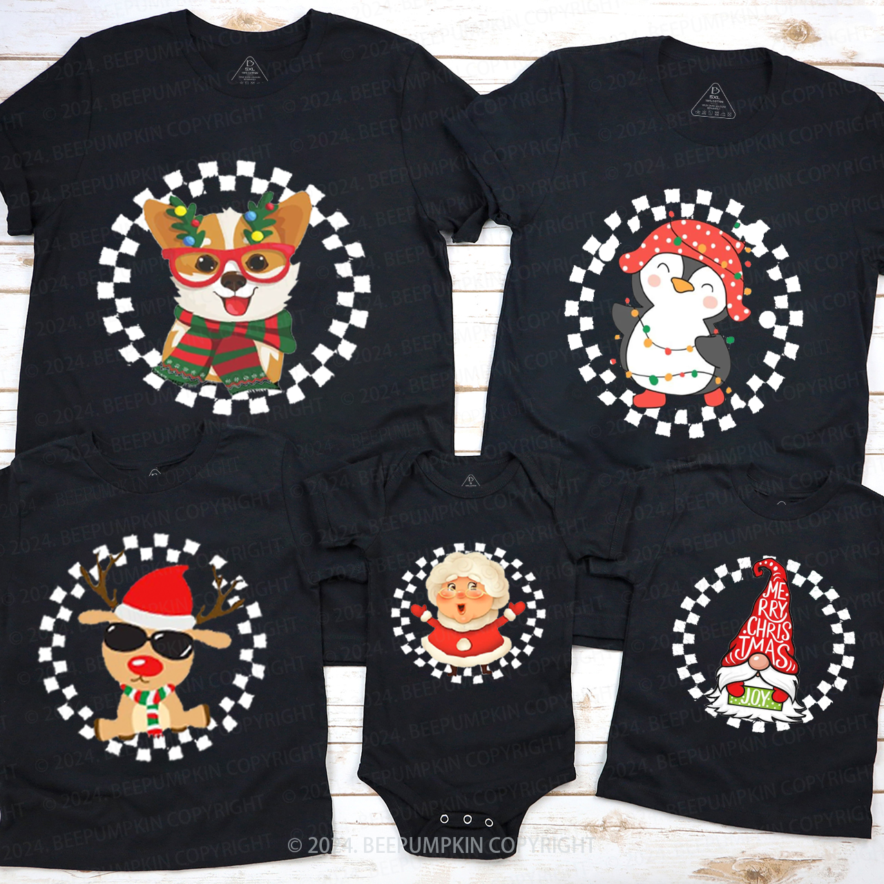 Personalized Christmas Family Matching T-Shirts Beepumpkin