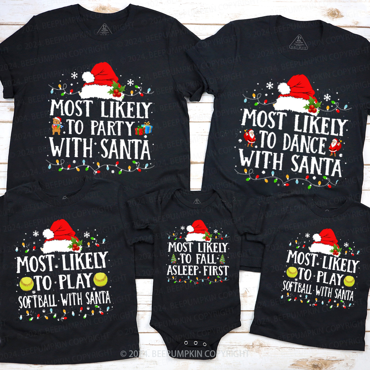 Most Likely Christmas Santa Hat Family Matching T-Shirts Beepumpkin