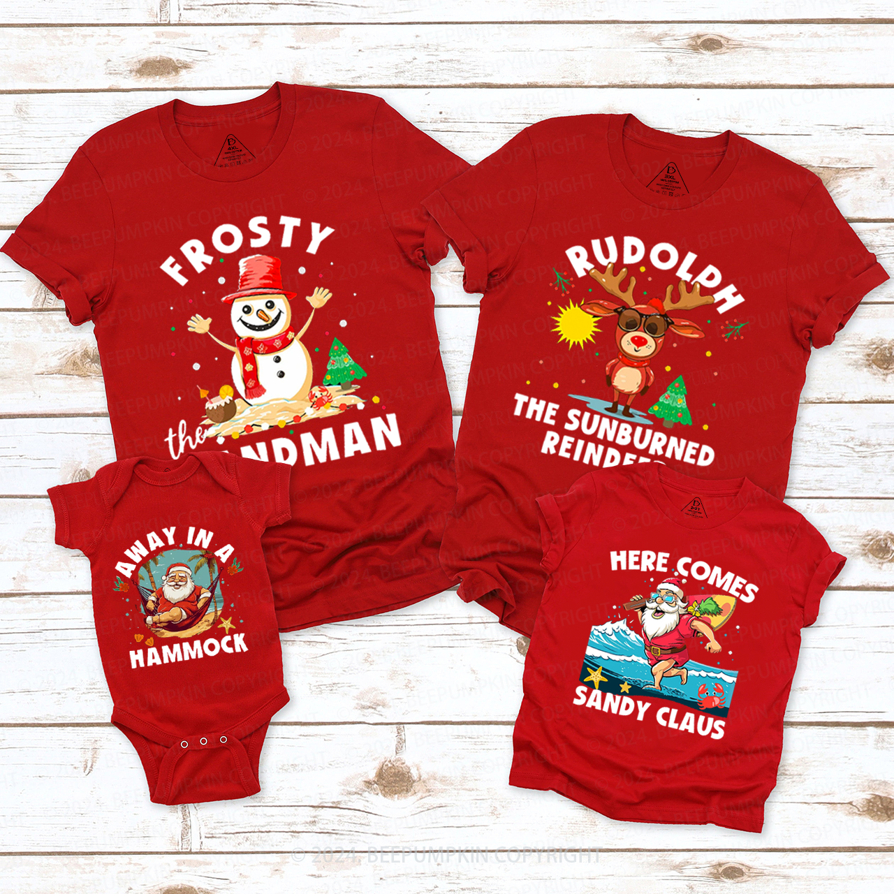 Beach Family Christmas Matching T-Shirts Beepumpkin