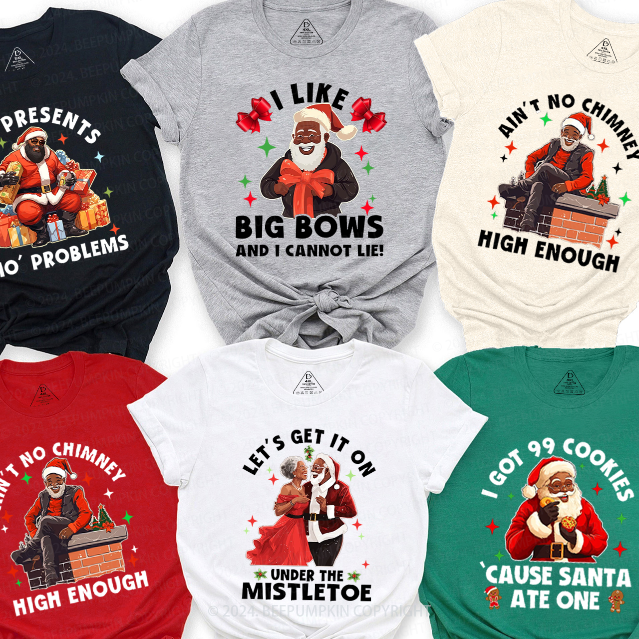 Black Santa Family Matching T-Shirts Beepumpkin