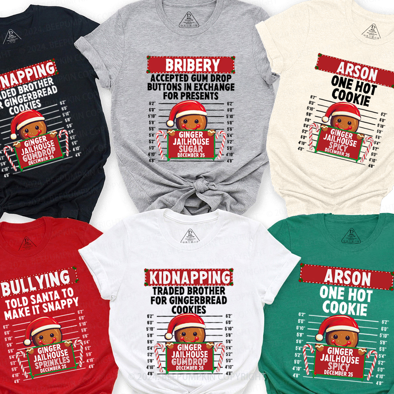 Personalized Gingerbread North Pole Correctional Christmas Matching T-Shirts Beepumpkin