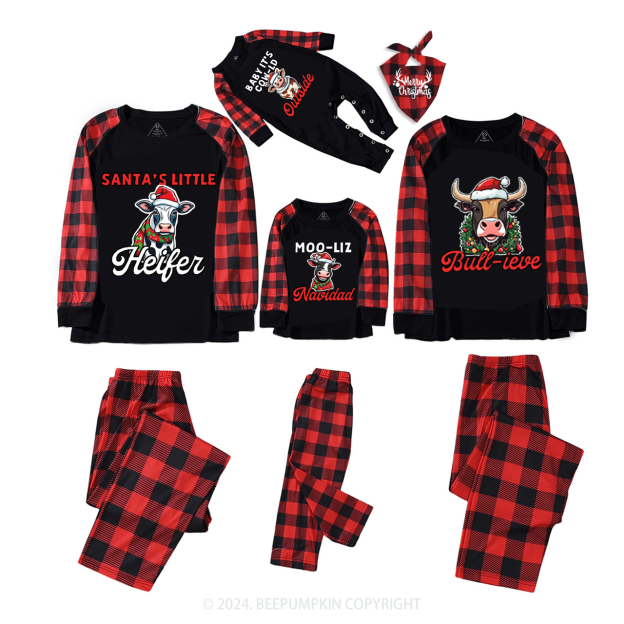 Personalized Christmas Cow Family Matching Pajama Set Beepumpkin