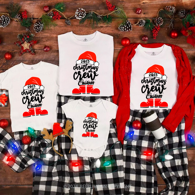 Personalized Name Christmas Crew 2025 Family Matching T-Shirts Beepumpkin