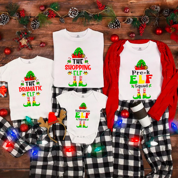 Christmas ELF Family Party Family Matching T-Shirts Beepumpkin