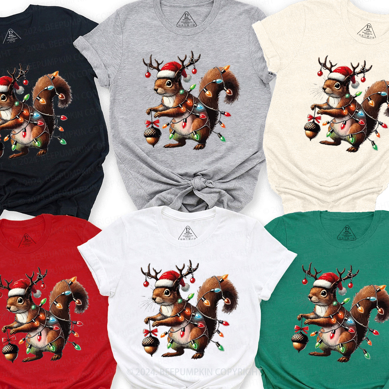 Christmas Peanut Squirrel Family Matching T-Shirts Beepumpkin