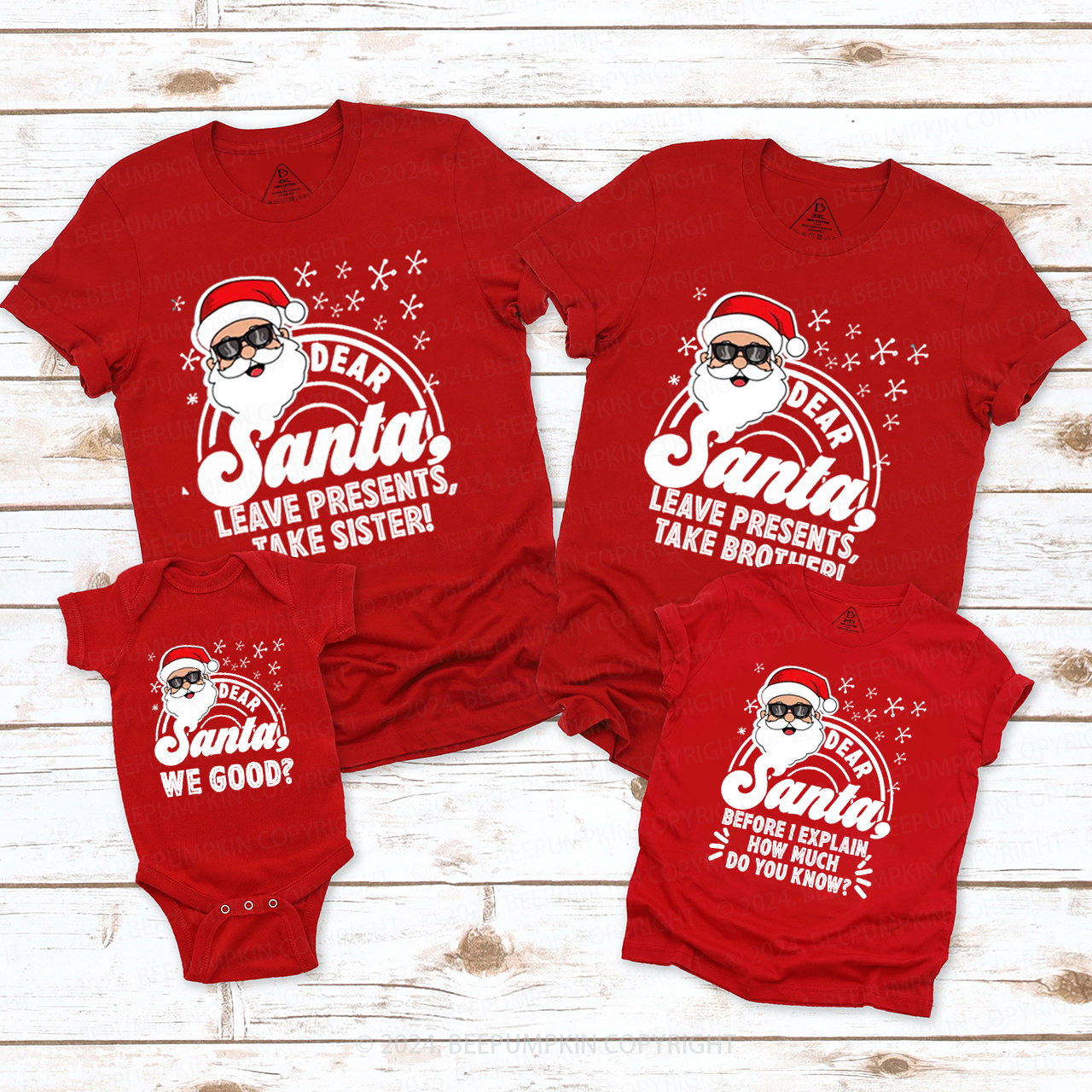 Personalized Dear Santa Family Group Family Matching T-Shirts Beepumpkin