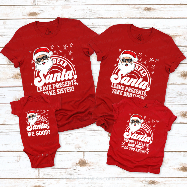 Personalized Dear Santa Family Group Family Matching T-Shirts Beepumpkin