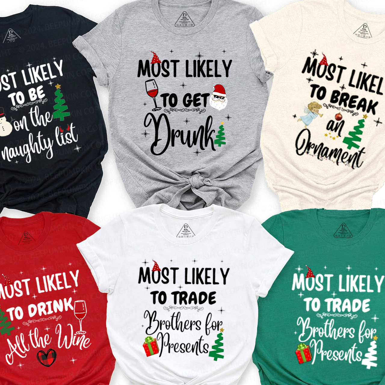Christmas Elements Most Likely To Family Group Family Matching T-Shirts Beepumpkin