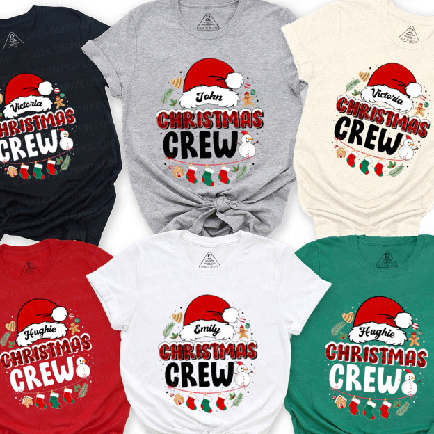 Personalized Christmas Crew Family Matching T-Shirts Beepumpkin
