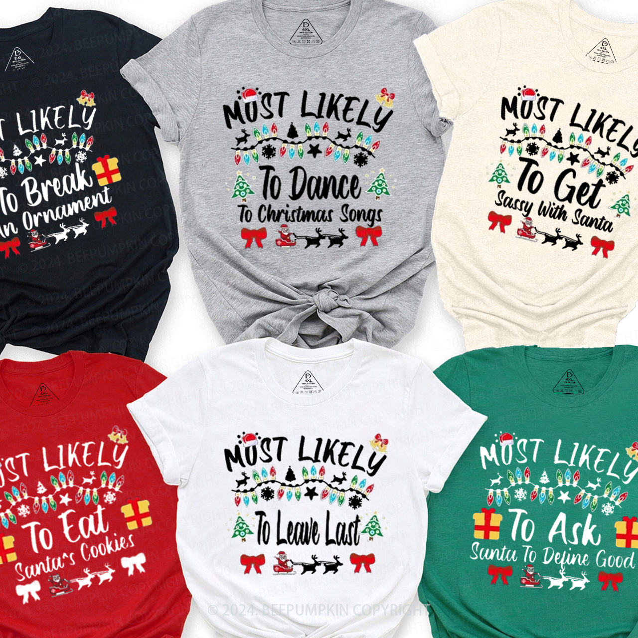 Personalized 200 Most Likely Christmas Family Matching T-Shirts Beepumpkin