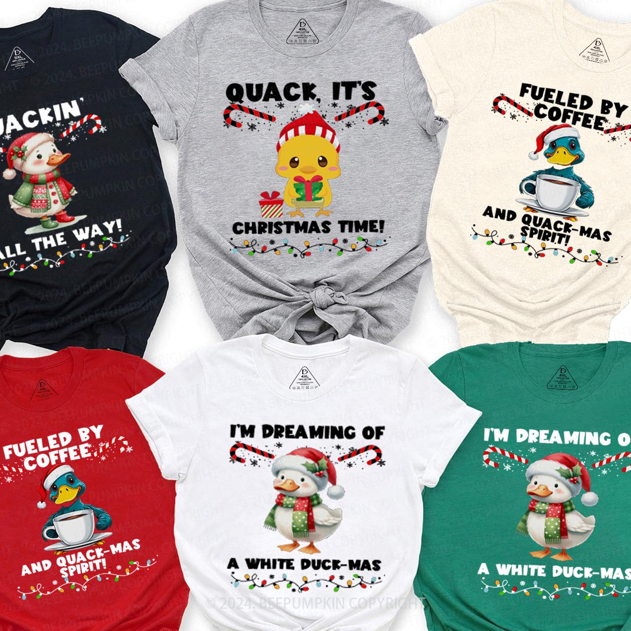 Personalized Christmas Ducks Family Matching T-Shirts Beepumpkin