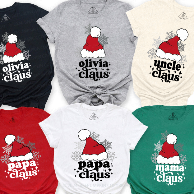 Personalized Santa Claus Hat Family Matching T-Shirts Beepumpkin