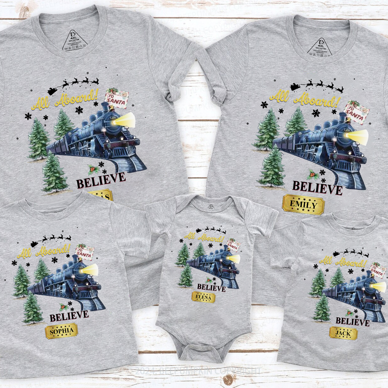 Personalized Train And Tree Family Matching T-Shirts Beepumpkin