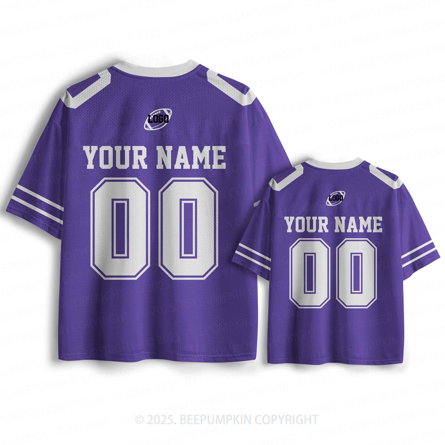 Personalized Team Name & Number Purple Family Matching Sport Jersey Beepumpkin