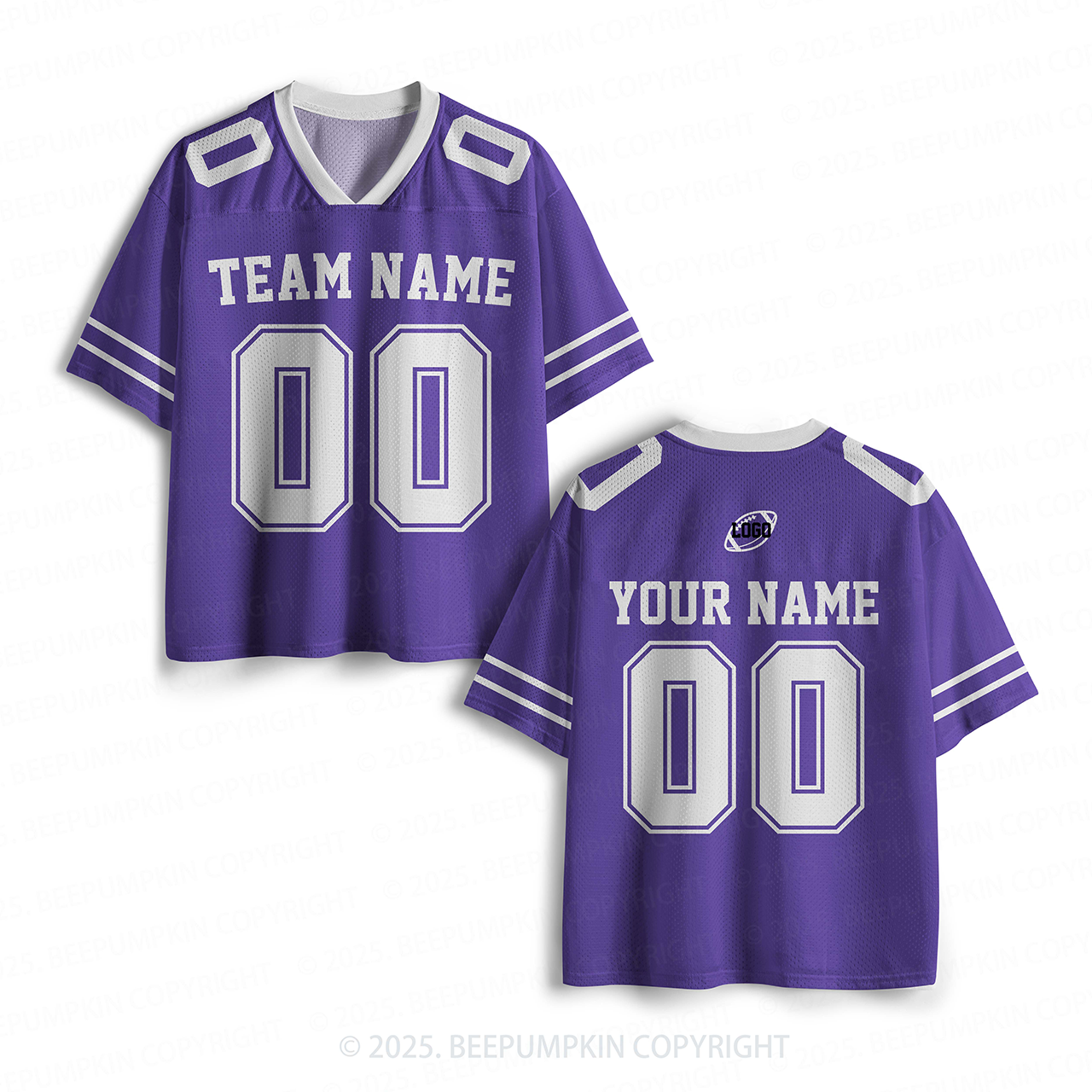 Personalized Team Name & Number Purple Toddler&Kid's Sport Jersey Beepumpkin
