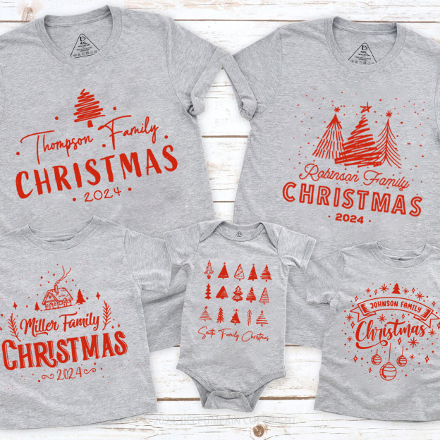 Personalized Various Christmas Tree Family Matching T-Shirts Beepumpkin