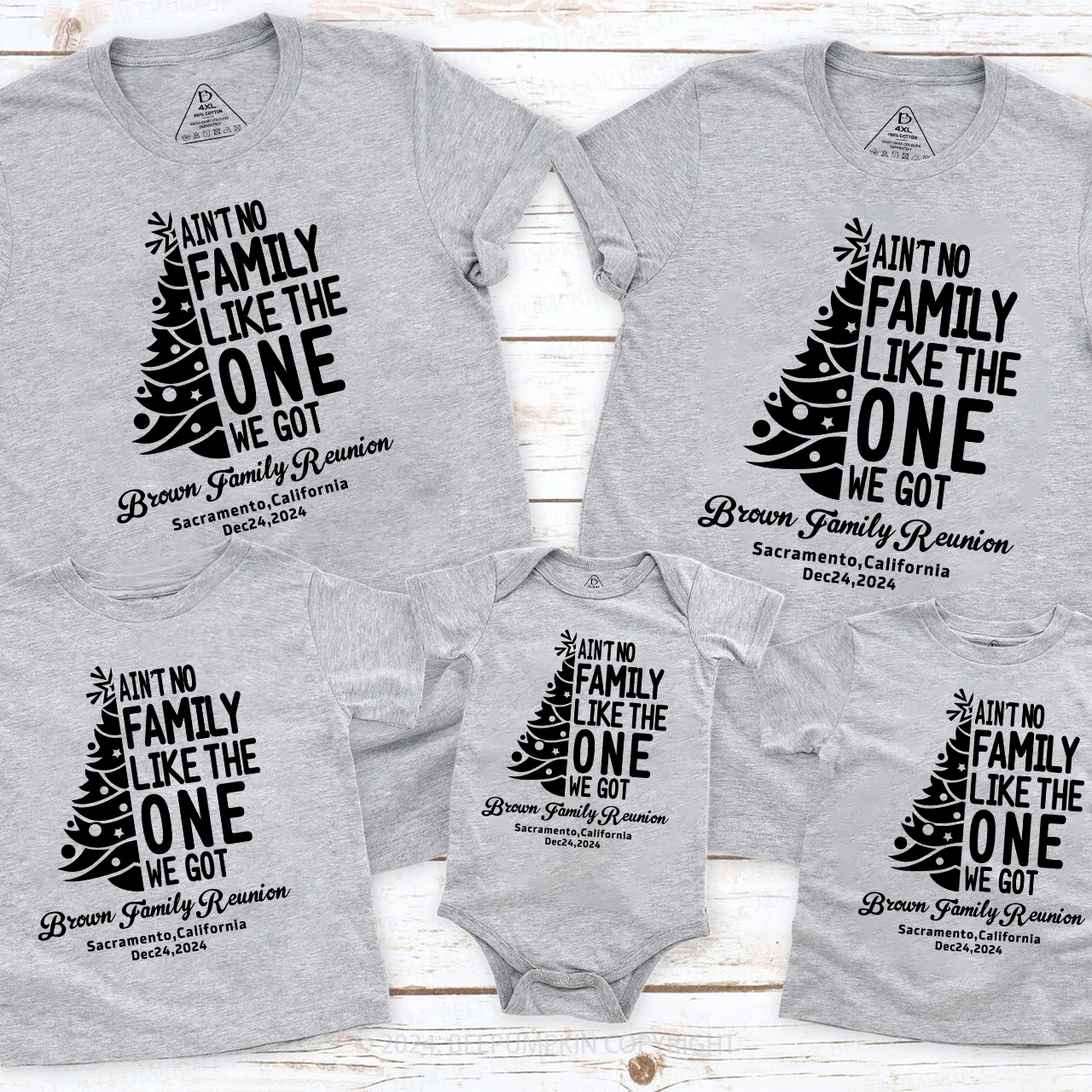 Personalized Ain't No Family Like The One We Got Christmas Matching T-Shirts Beepumpkin