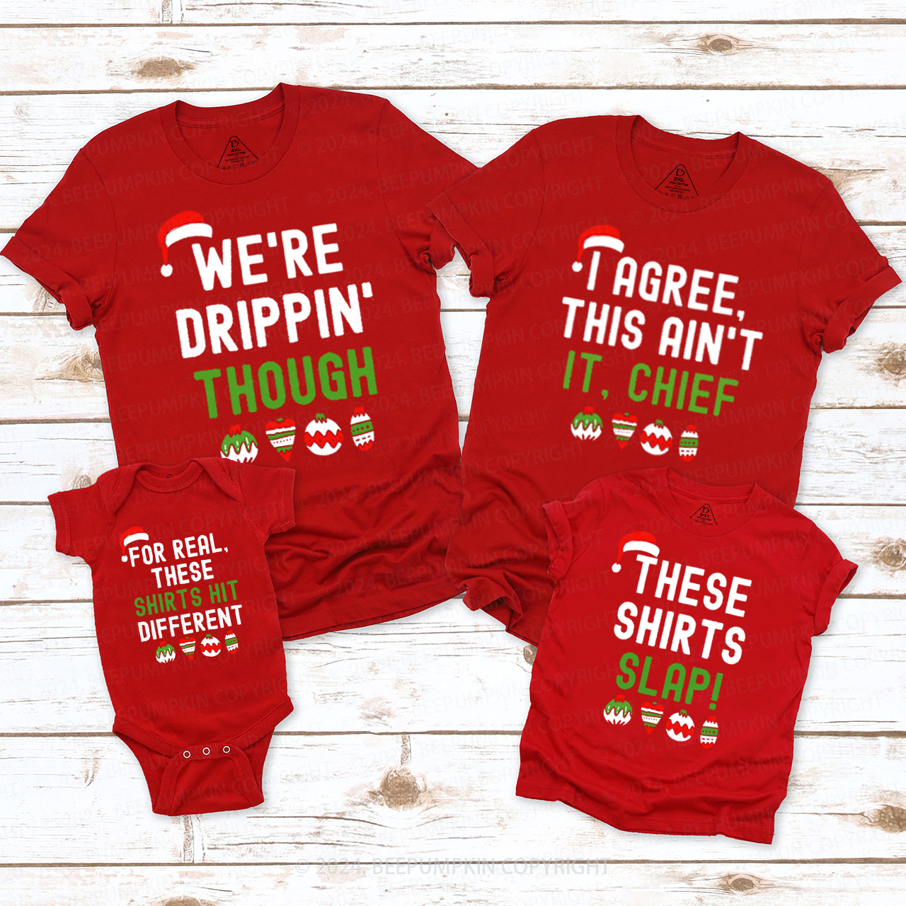 Personalized Funny Christmas Family Matching T-Shirts Beepumpkin