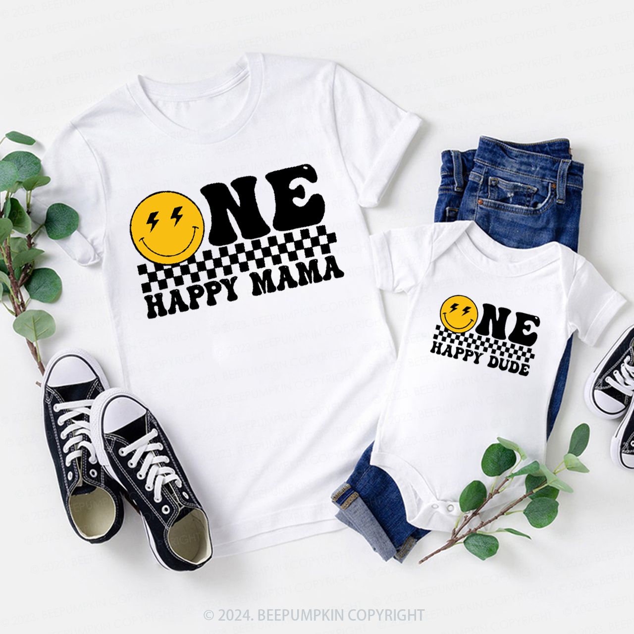 Personalized One Happy Dude Birthday Family Matching Tees Beepumpkin
