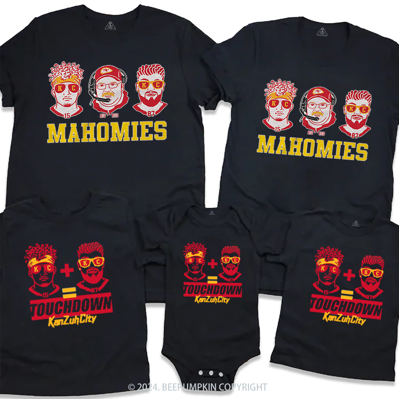 Funny KC Football Family Matching Tees Beepumpkin
