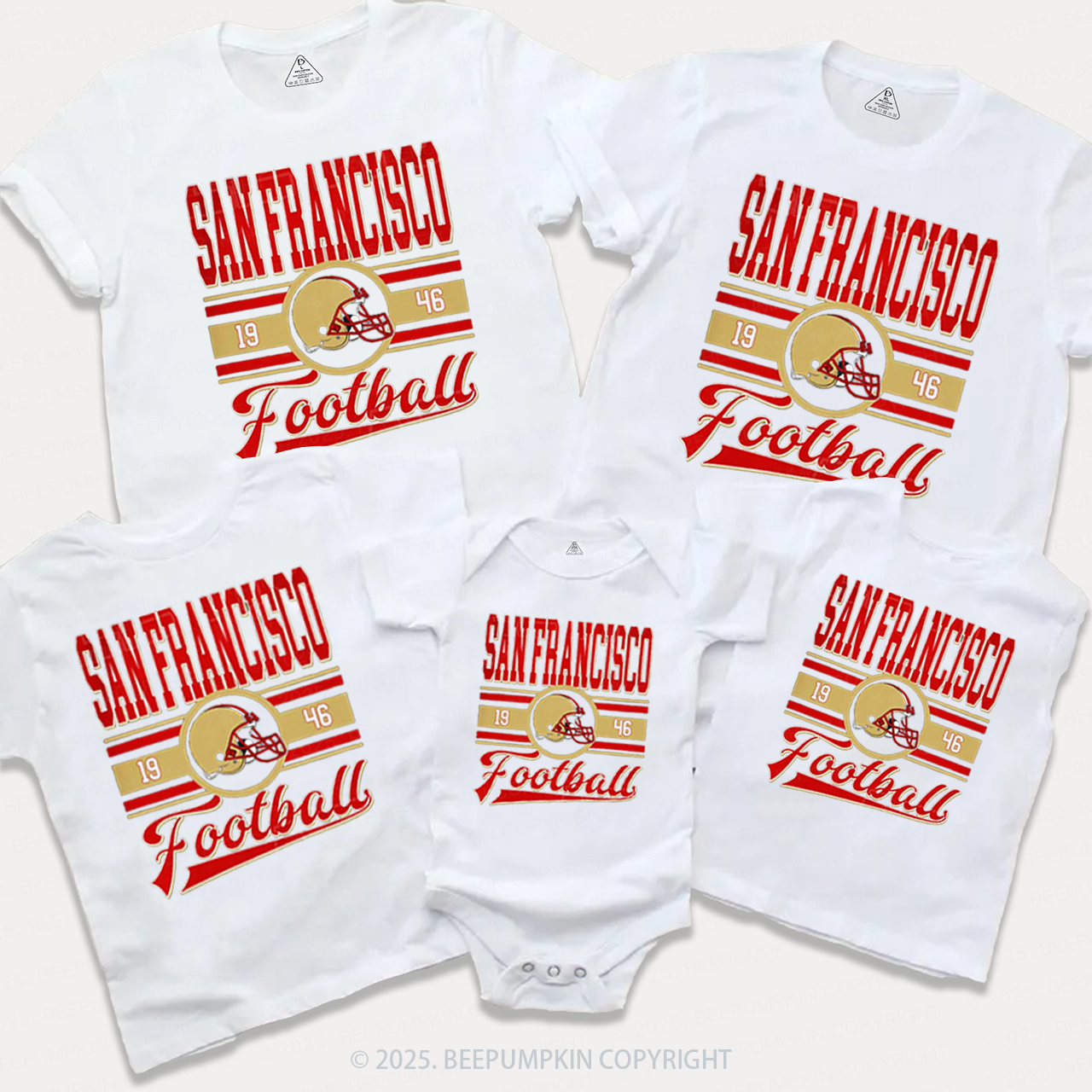 Football Vintage Style Family Matching Tees Beepumpkin