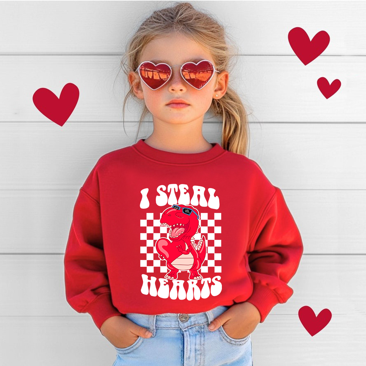I Steal Hearts Valentine Kids Sweatshirt