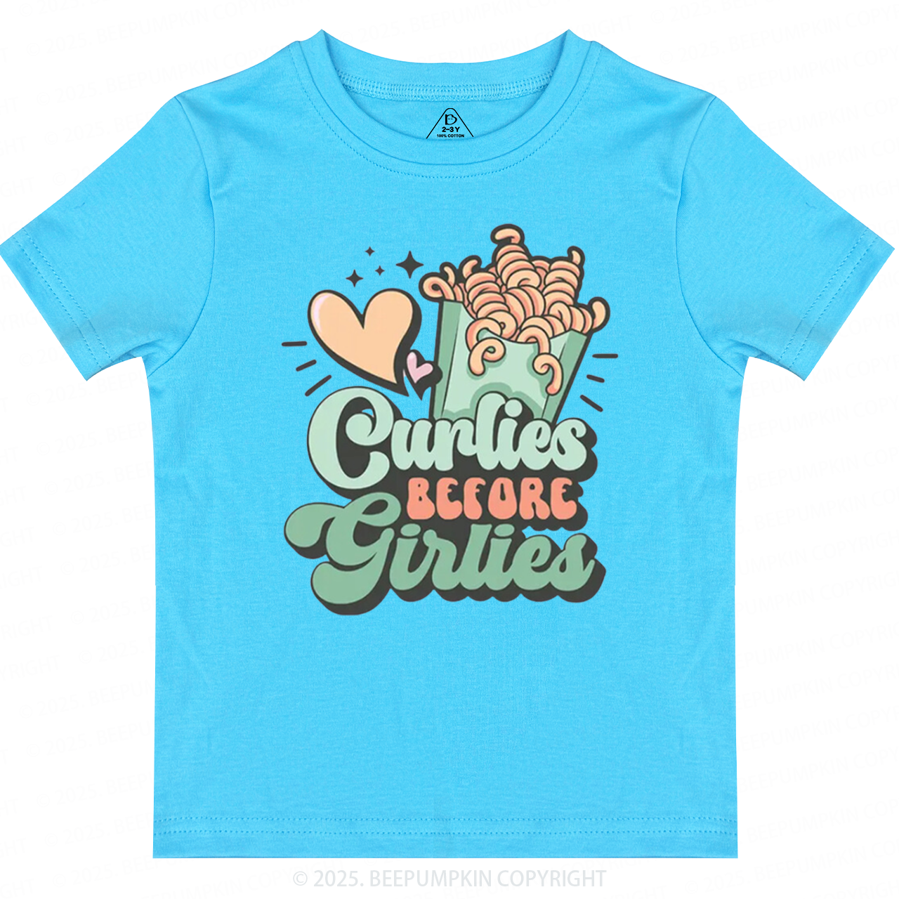 Curlies Before Girlies Valentine's Day Toddler&Kid's Tees Beepumpkin