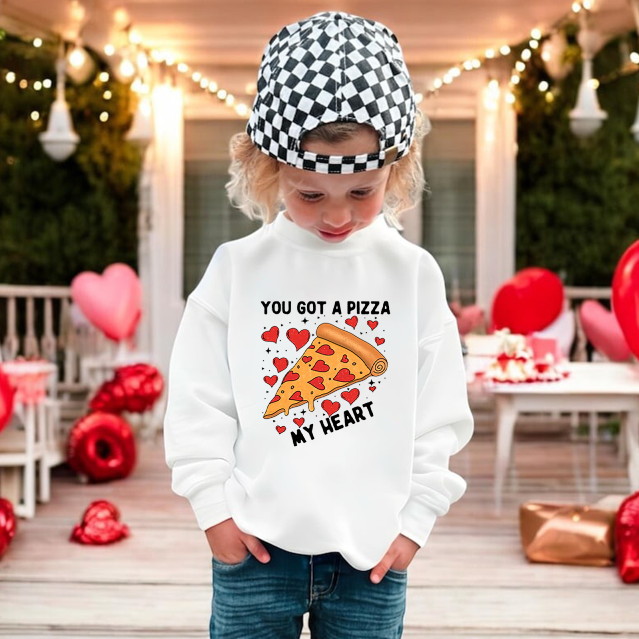 You Got A Pizza My Heart Heart Valentine's Day Kid's Sweatshirt