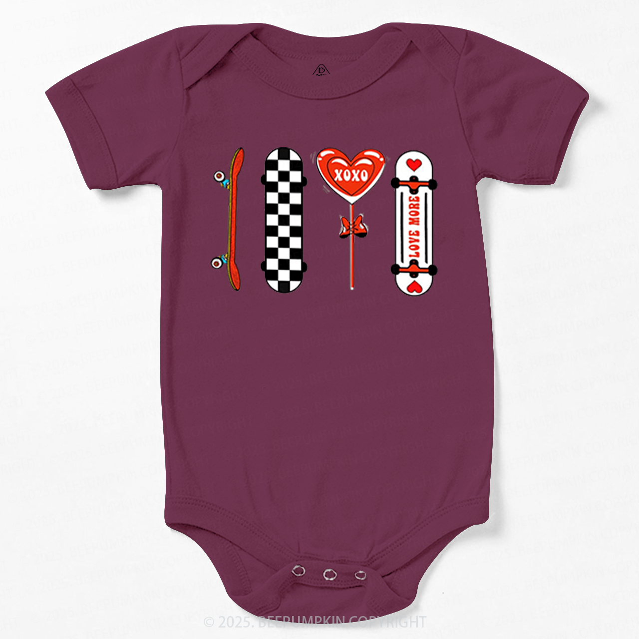 Skateboard Valentine's Day Bodysuit Beepumpkin