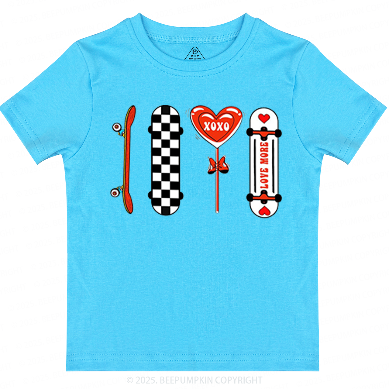 Skateboard Valentine's Day Toddler&Kid's Tees Beepumpkin