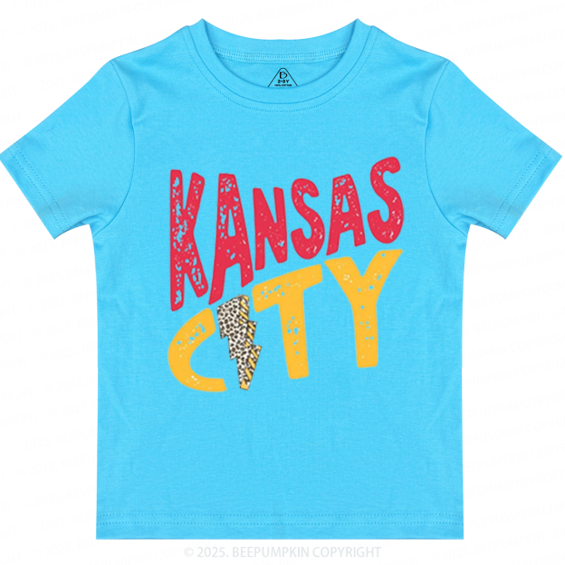KC Leopard Lightning Football Toddler&Kid's Tees Beepumpkin
