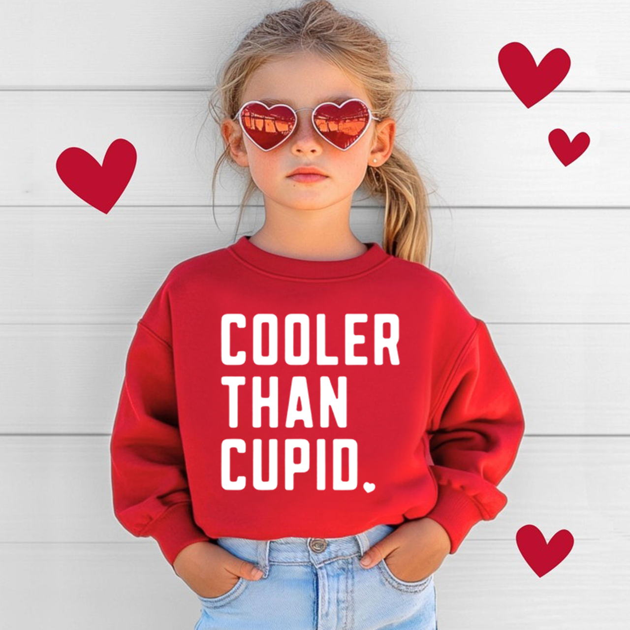 Cooler Than Cupid Valentine's Day Kid's Sweatshirt