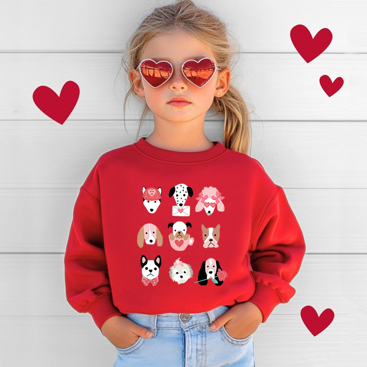 Dog Family Valentine's Day Kid's Sweatshirt