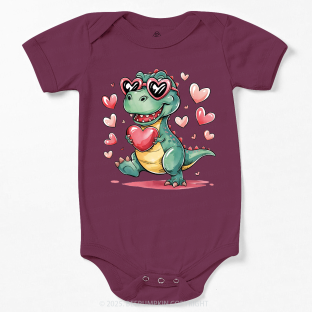 Romantic Dinosaur Valentine's Day Bodysuit Beepumpkin