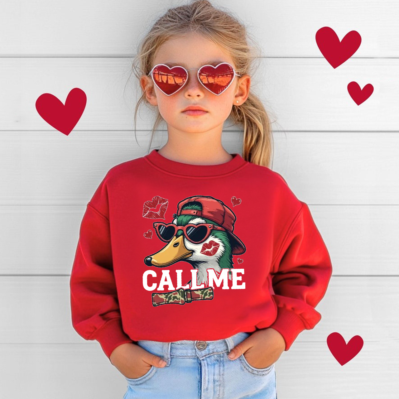 Duck Hunting Valentine's Day Kid's Sweatshirt