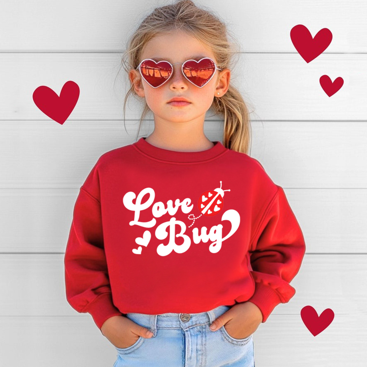 Love Bug Valentine's Day Kid's Sweatshirt