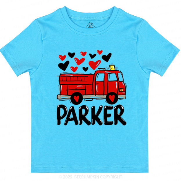 Fire Truck Valentine's Day Toddler&Kid's Tees Beepumpkin