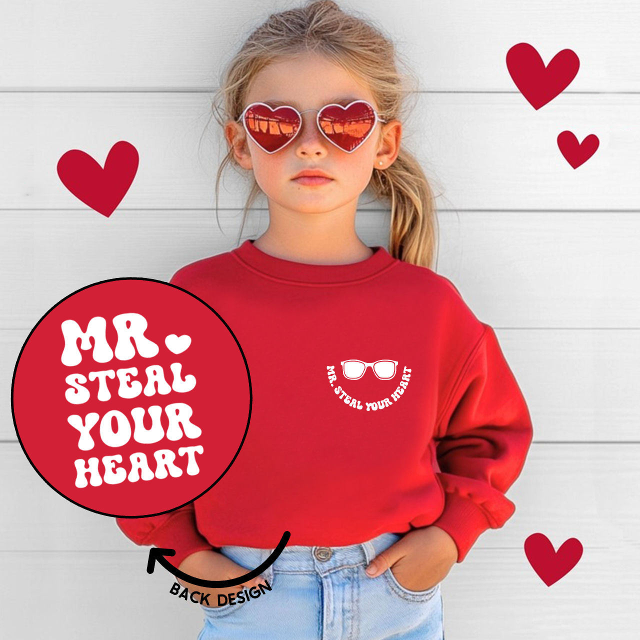 Mr Steal Your Heart Valentine's Day Kid's Sweatshirt