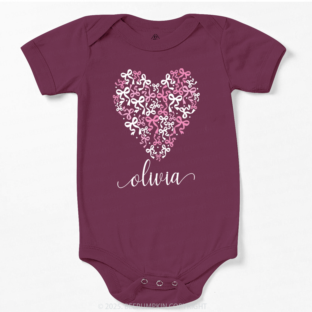 Personalized Name Butterfly Love Heart Bodysuit Beepumpkin
