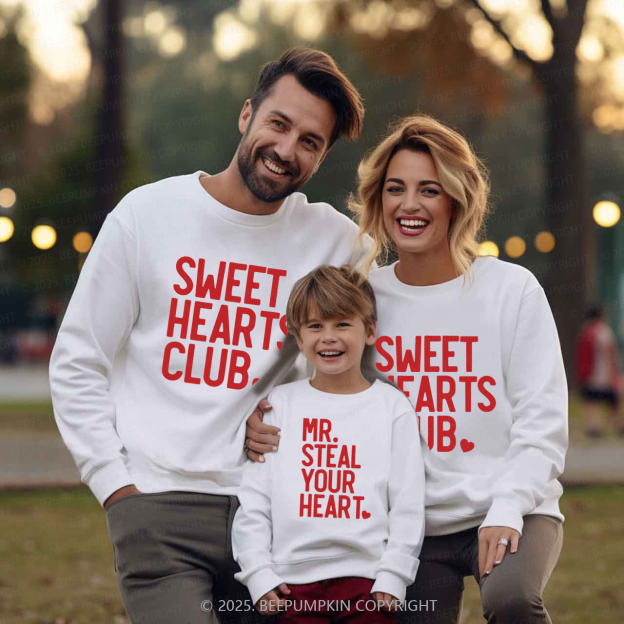 Sweet Hearts Club Valentine's Day Family Matching Sweatshirts